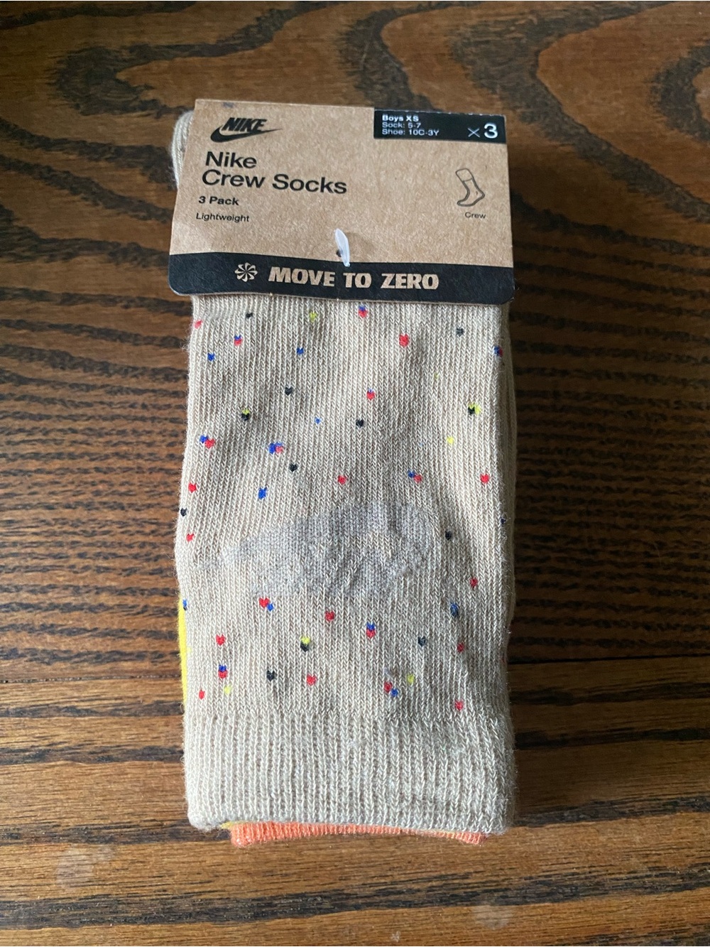 Nike Tan Crew Socks with Multicolor Speckle - 3 Pack